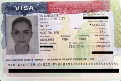 Visa bảo lãnh vợ của chị Nghiêm Phú Bảo Ngọc